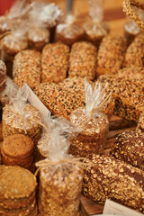 Bakery products with sesame seeds freshly baked