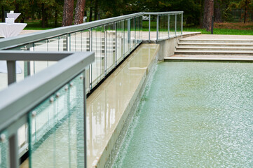 metal railings and fences at the path in architectural design