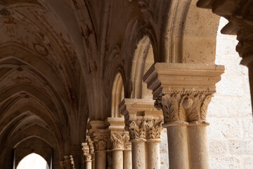 Arches of the cloister of the monastery of Valbuena de Duero, Valladolid - obrazy, fototapety, plakaty