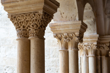 Decorated capitals in the monastery of Valbuena de Duero, Valladolid