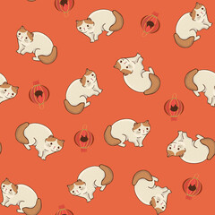 Fototapeta premium Cats China seamless vector pattern 