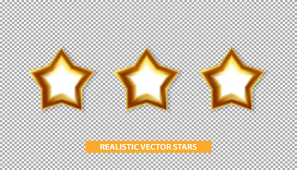 Realistic golden stars on the transparent background Vector