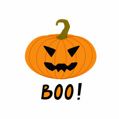 Halloween pumpkin Boo. Wicked jack head illustration