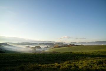 Mist inversion in the woods and mountains during autumn and winter. Slovakia