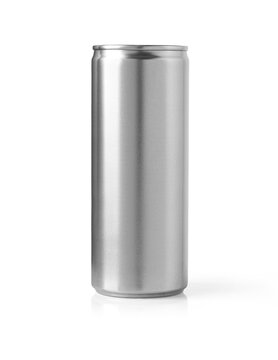 Aluminum can on white