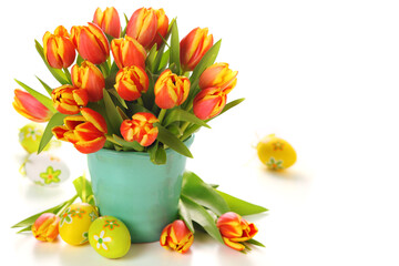 yellow tulips and eggs