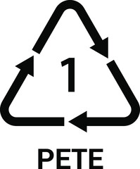 Plastic recycling symbol PETE vector illustration.