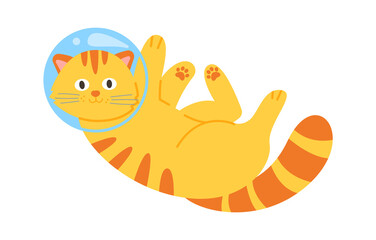 Cute Funny Astronaut Cat. Vector illustration