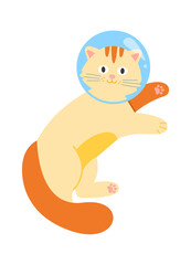 Cute Funny Astronaut Cat. Vector illustration