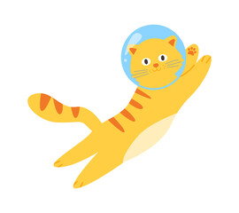Cute Funny Astronaut Cat. Vector illustration