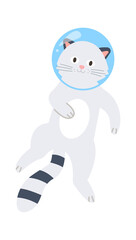 Cute Funny Astronaut Cat. Vector illustration