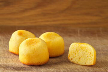 Small cakes on a wooden rustic background