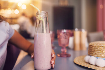 glass of milk on the table