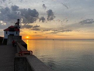 Sunrise on the South Pier in Duluth, Minn, No. 3. Photographed ny Drew Smith 