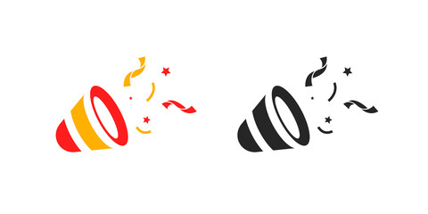 Confetti popper vector icon. Greeting firecracker with serpentine symbol. - obrazy, fototapety, plakaty