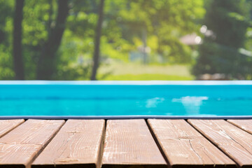 Outdoor pool in the forest. Natural relax concept.