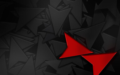 Fototapeta premium Red Arrow Sign Against Black Duplicates