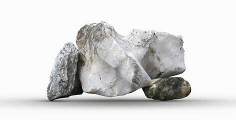 Stones and soft shadow on a white background.