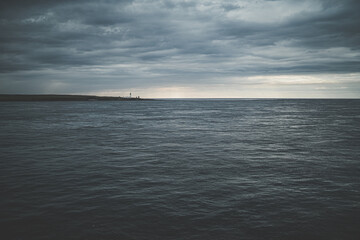 Open water with steel coloured sky