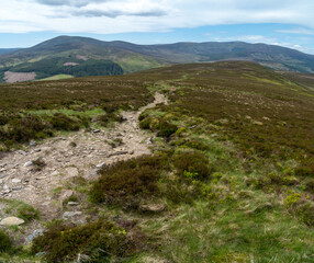 Looking down a valley towards a Wicklow National Park