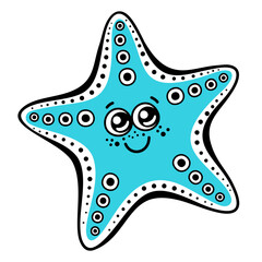 Cute cartoon starfish. Vector illustration isolated on white background.
