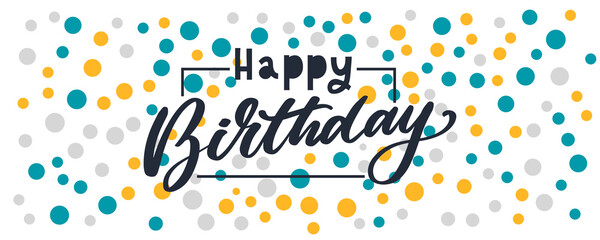 Happy Birthday lettering text banner, black color. Vector illustration.