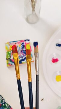 Creative Abstract Art | Painting | Art Supplies | Acrylic Paint On Paint Brushes | Paint On Brushes | Paint 