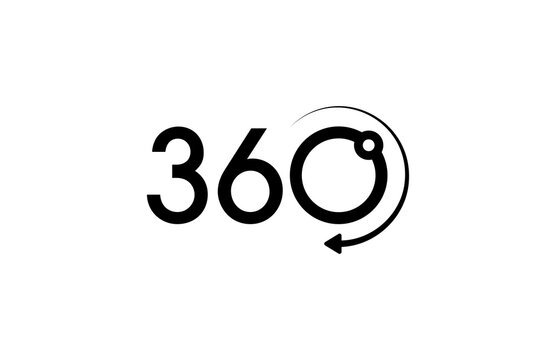 360 Degree Logo. 360 Degrees And Rotating Arrow Sign