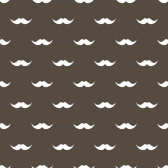 Seamless pattern with mustache silhouette. Vintage, retro background with mustaches. Facial hair, hipster beard. Vector illustration