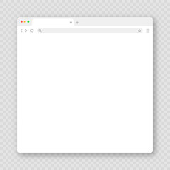 Blank web browser window with tab, toolbar and search field. Modern website, internet page in flat style. Browser mockup for computer, tablet and smartphone. Vector illustration