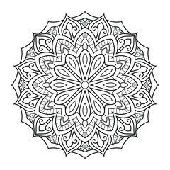 Outline Mandala for coloring page with Decorative floral Indian pattern