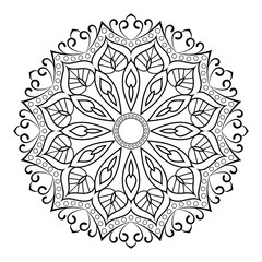 Outline Mandala for coloring page with Decorative floral Indian pattern