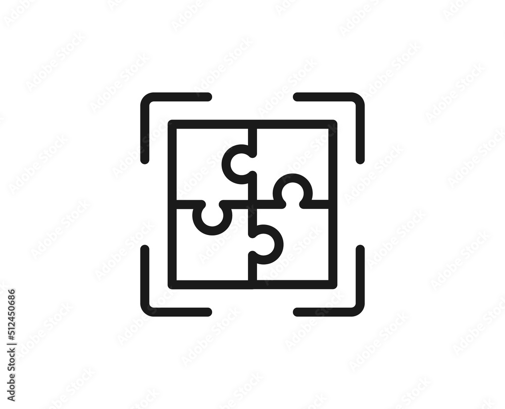 Poster line puzzle icon isolated on white background. outline symbol for website design, mobile application