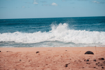 waves crashing on the beach
