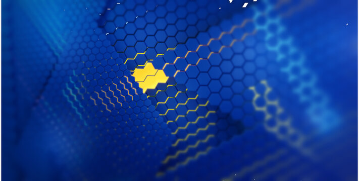 colors of the flag of Europe. hexagonal abstract creative EU design background 3d-illustration