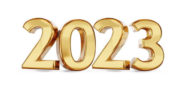 2023 golden symbol bold letters 3d-illustration