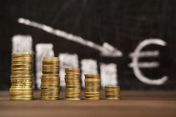 Penny stacks on the background with financial graphic