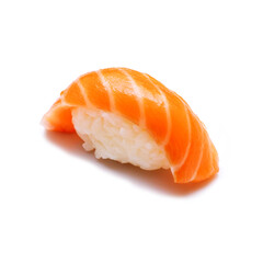 Salmon nigiri sushi isolated on white background