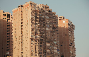 old high-rise apartment building in an Arab country