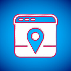 White Infographic of city map navigation icon isolated on blue background. Mobile App Interface concept design. Geolacation concept. Vector