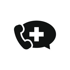 Fototapeta premium Medical call icon flat style isolated on white background. Vector illustration