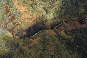 helicopter view of the river