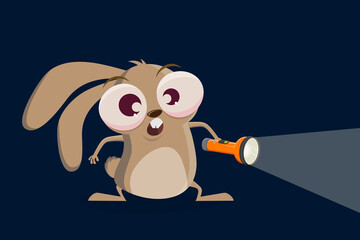 funny cartoon rabbit holding a flashlight - 512454653