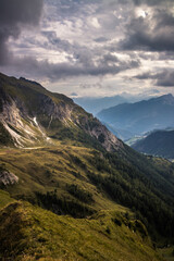 Mountain trail Giau Pass in Dolomites