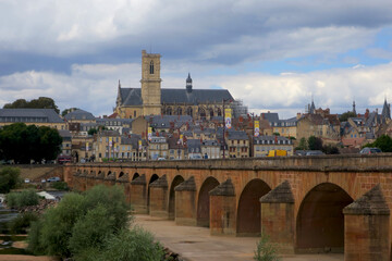 Fototapeta premium View of Nevers from the River Loire