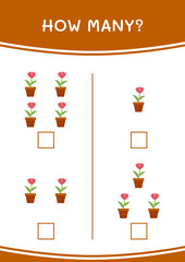 How many of Flower, game for children. Vector illustration, printable worksheet