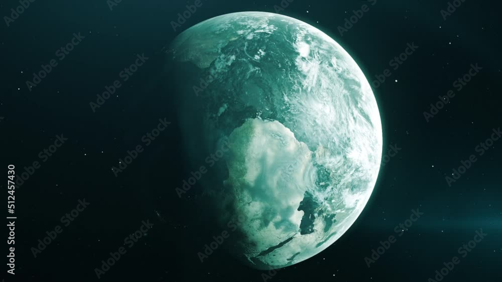 Poster beautiful view of outer space. motion . the bright planet in the animation rotates around its axis.