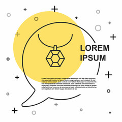 Black line Pendant on necklace icon isolated on white background. Random dynamic shapes. Vector