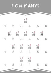 How many of Rabbit, game for children. Vector illustration, printable worksheet