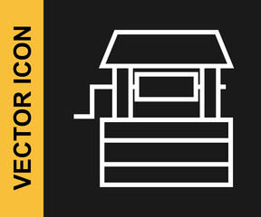 White line Well icon isolated on black background. Vector